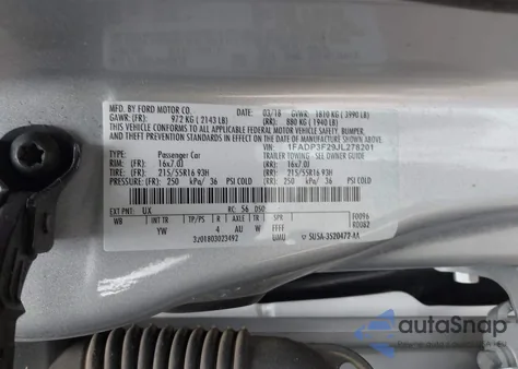2018 Ford Focus Se from USA, damaged, VIN 1FADP3F29JL278201